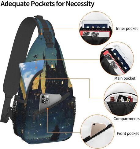 Wizard Castle Halloween Sling Bag Crossbody Harry Backpack for Women Men Hiking Travel Bag Pouch Small Daypack Casual Pack Lightweight Cross Chest Bag Outdoor in Saudi Arabia
