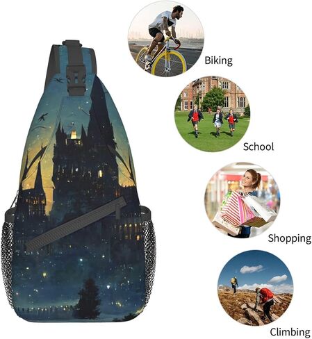 Wizard Castle Halloween Sling Bag Crossbody Harry Backpack for Women Men Hiking Travel Bag Pouch Small Daypack Casual Pack Lightweight Cross Chest Bag Outdoor in Saudi Arabia