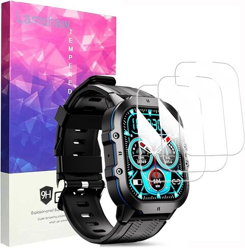 Compatible for OUKITEL BT20 Screen Protector, [3 Pack] 9H Tempered Glass Screen Protector Film Compatible for OUKITEL BT20 1.96 Inch Military Smart Watch (3 Pack) in Saudi Arabia