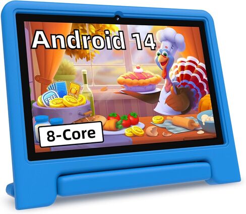 2024 Upgraded Kids Tablet, 10.1 Inch Android 14 Tablet for Kids with Case Included, Octa-Core CPU, 4GB RAM 64GB ROM(1TB Expand), Pre-Installed Educational Apps, Parental Controls in Saudi Arabia