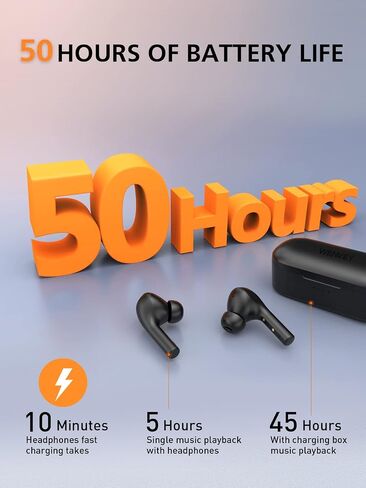 True Wireless Earbuds Noise Cancelling with 4 Microphones, WENKEY Bluetooth 5.3 Headphones for iPhone, Android, IPX6 Waterproof, 50H Playtime, TWS Bluetooth Earphones with Charging Case in Saudi Arabia