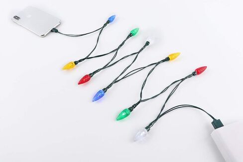 LED Christmas Light Phone Charger Cord USB and Bulb Charging Cable 50inch 10led Multicolor Bulbs Compatible with Phone14,14Pro,14Pro Max, 13,13Pro,13Pro Max,12Pro Max,11etc (1pcs) in Saudi Arabia