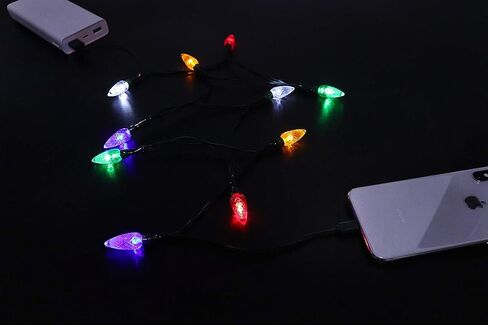 LED Christmas Light Phone Charger Cord USB and Bulb Charging Cable 50inch 10led Multicolor Bulbs Compatible with Phone14,14Pro,14Pro Max, 13,13Pro,13Pro Max,12Pro Max,11etc (1pcs) in Saudi Arabia