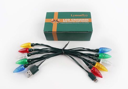 LED Christmas Light Phone Charger Cord USB and Bulb Charging Cable 50inch 10led Multicolor Bulbs Compatible with Phone14,14Pro,14Pro Max, 13,13Pro,13Pro Max,12Pro Max,11etc (1pcs) in Saudi Arabia
