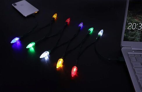 LED Christmas Light Phone Charger Cord USB and Bulb Charging Cable 50inch 10led Multicolor Bulbs Compatible with Phone14,14Pro,14Pro Max, 13,13Pro,13Pro Max,12Pro Max,11etc (1pcs) in Saudi Arabia