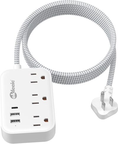 قطاع طاقة مسطح مع منافذ USB، سلك تمديد مسطح 3 أقدام مع 3 منافذ تيار متردد 3 منافذ USB، موسع مخرج سلك تمديد قصير مع عدم وجود واقي من زيادة التيار لسفينة الرحلات البحرية، أساسيات السفر في غرفة النوم in Kuwait