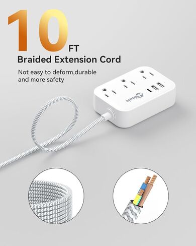 قطاع طاقة مسطح مع منافذ USB، سلك تمديد مسطح 3 أقدام مع 3 منافذ تيار متردد 3 منافذ USB، موسع مخرج سلك تمديد قصير مع عدم وجود واقي من زيادة التيار لسفينة الرحلات البحرية، أساسيات السفر في غرفة النوم in Kuwait