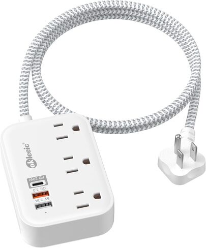 قطاع طاقة مسطح مع منافذ USB، سلك تمديد مسطح 3 أقدام مع 3 منافذ تيار متردد 3 منافذ USB، موسع مخرج سلك تمديد قصير مع عدم وجود واقي من زيادة التيار لسفينة الرحلات البحرية، أساسيات السفر في غرفة النوم in Kuwait