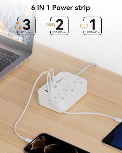 قطاع طاقة مسطح مع منافذ USB، سلك تمديد مسطح 3 أقدام مع 3 منافذ تيار متردد 3 منافذ USB، موسع مخرج سلك تمديد قصير مع عدم وجود واقي من زيادة التيار لسفينة الرحلات البحرية، أساسيات السفر في غرفة النوم in Kuwait