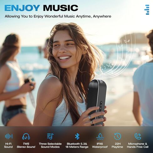 S9 PRO Bluetooth Speaker, 60W Stereo Sound, Punchy Bass, 22H Playtime, IPX6 Waterproof, DSP Technology, Bluetooth 5.3, TWS and AUX Pairing, for Home/Party/Outdoor/Travel/Gift (Black) in Saudi Arabia