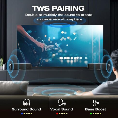 S9 PRO Bluetooth Speaker, 60W Stereo Sound, Punchy Bass, 22H Playtime, IPX6 Waterproof, DSP Technology, Bluetooth 5.3, TWS and AUX Pairing, for Home/Party/Outdoor/Travel/Gift (Black) in Saudi Arabia