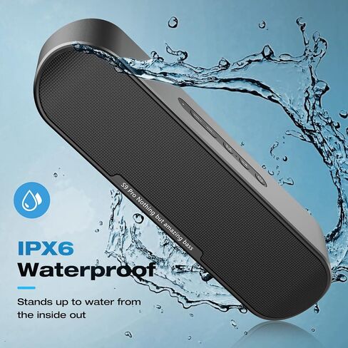 S9 PRO Bluetooth Speaker, 60W Stereo Sound, Punchy Bass, 22H Playtime, IPX6 Waterproof, DSP Technology, Bluetooth 5.3, TWS and AUX Pairing, for Home/Party/Outdoor/Travel/Gift (Black) in Saudi Arabia