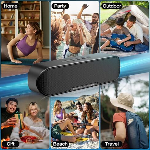 S9 PRO Bluetooth Speaker, 60W Stereo Sound, Punchy Bass, 22H Playtime, IPX6 Waterproof, DSP Technology, Bluetooth 5.3, TWS and AUX Pairing, for Home/Party/Outdoor/Travel/Gift (Black) in Saudi Arabia