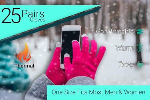 25 Pack Winter Gloves, Unisex Thermal Magic Glove Thick Knit Brushed Interior Bulk Bundle in Saudi Arabia