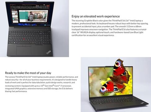 Lenovo ThinkPad E16 Gen 1 Business Laptop 16.0" IPS WUXGA Display (Intel i7-1355U, 24GB DDR4, 2TB M.2 PCIe SSD, Intel Iris Xe, Backlit KB, Fingerprint, Win 11 Pro) w/DKZ USB Port Expander in Saudi Arabia