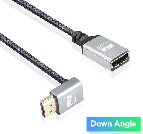 كابل تمديد GINTOOYUN 4K HDMI بزاوية 90 درجة لأسفل كابل تمديد HDMI ذكر إلى أنثى يدعم 4K@60 هرتز، ثلاثي الأبعاد وHDR، ينطبق على HDTV، ومشغل Blu-ray، وجهاز العرض، والشاشة، وما إلى ذلك (زاوية سفلية) in Kuwait