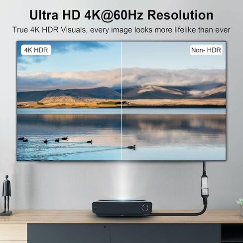 كابل تمديد GINTOOYUN 4K HDMI بزاوية 90 درجة لأسفل كابل تمديد HDMI ذكر إلى أنثى يدعم 4K@60 هرتز، ثلاثي الأبعاد وHDR، ينطبق على HDTV، ومشغل Blu-ray، وجهاز العرض، والشاشة، وما إلى ذلك (زاوية سفلية) in Kuwait