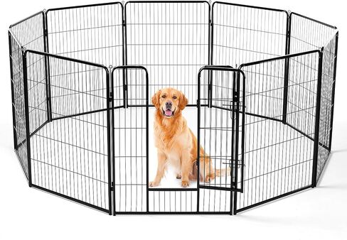 Elevon Dog Playpen Indoor - Pet Fence Puppy Exercise Pen for Yard Gate 8 Panel 40" Height Heavy Duty Crates with Doors Metal Dog Pen for Camping, RV, Outdoor, Small/Medium Pets in Saudi Arabia