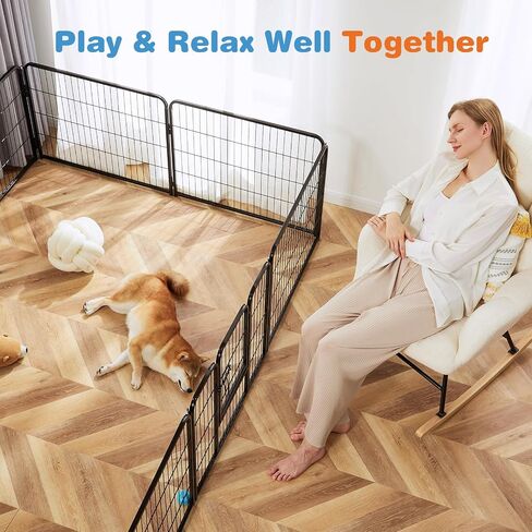 Elevon Dog Playpen Indoor - Pet Fence Puppy Exercise Pen for Yard Gate 8 Panel 40" Height Heavy Duty Crates with Doors Metal Dog Pen for Camping, RV, Outdoor, Small/Medium Pets in Saudi Arabia