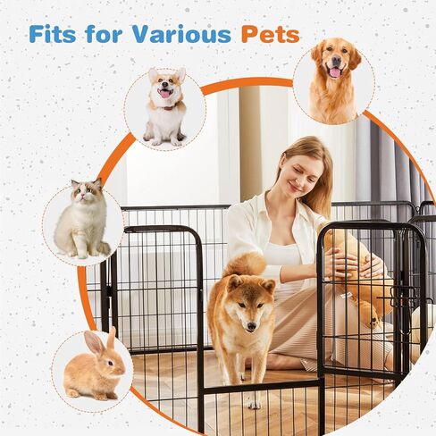 Elevon Dog Playpen Indoor - Pet Fence Puppy Exercise Pen for Yard Gate 8 Panel 40" Height Heavy Duty Crates with Doors Metal Dog Pen for Camping, RV, Outdoor, Small/Medium Pets in Saudi Arabia