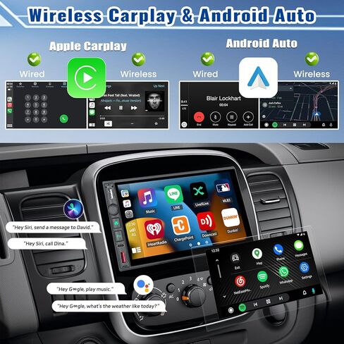 ستيريو سيارة مزدوج الدين مع Apple Carplay Android Auto اللاسلكي، شاشة لمس 7 بوصة، جهاز استقبال صوت السيارة بلوتوث، مشغل MP5 للسيارة مع EQ، وصلة مرآة، راديو FM/AM/RDS، SWC، USB مع كاميرا احتياطية in Kuwait