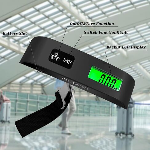 Luggage Scale, 110lb Luggage Weight Scale with 4 Unit Switching Functions&LED Display, Luggage Scale Travel Digital for Weighing Luggage, Backpacks, Packages and Markets in Saudi Arabia
