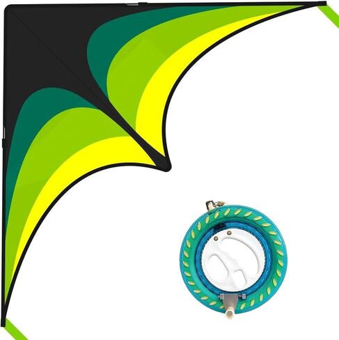 Mint's Colorful Life 60'' Delta Kite with 7.1in Kite Reel Winder, Easy Flying Kite & Kite String Spool for Kids & Adults, Best Beach Kite Set for Beginners in Kuwait