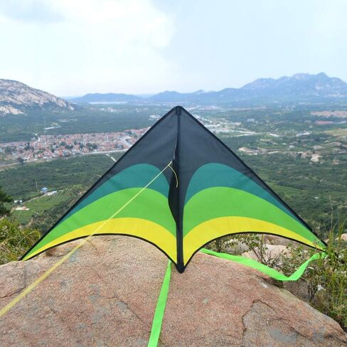 Mint's Colorful Life 60'' Delta Kite with 7.1in Kite Reel Winder, Easy Flying Kite & Kite String Spool for Kids & Adults, Best Beach Kite Set for Beginners in Kuwait