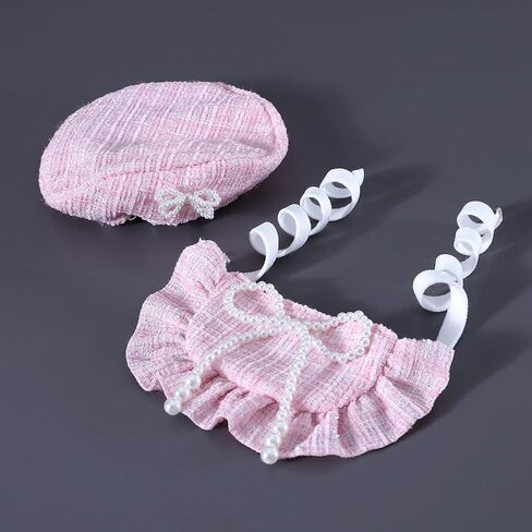HOWWFALY Pet Princess Costume Halloween Christmas Costumes Cat Birthday Outfit Cat Apparel Dog Party Costumes with Pearl Bowtie Beret Hat Lace Bandana Scarf (Pink) in Saudi Arabia