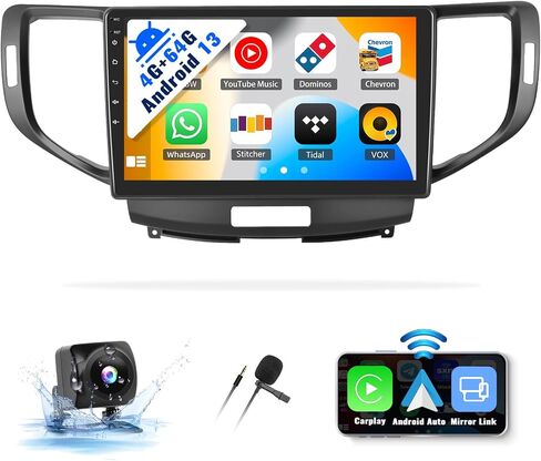 SIXWIN Android 13 4G+64G Car Stereo for Honda Spirior 2009-2013/Honda Accord 2008-2012/Acura TSX 2008-2012 9 Inch with CarPlay Android Auto Bluetooth Weather Forecast 59UI GPS WiFi Network Radio 32EQ in Saudi Arabia