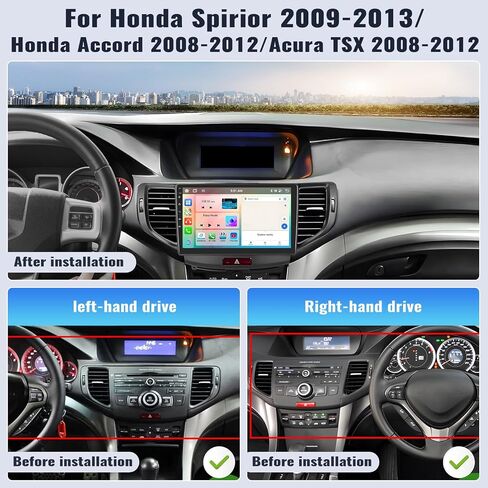 SIXWIN Android 13 4G+64G Car Stereo for Honda Spirior 2009-2013/Honda Accord 2008-2012/Acura TSX 2008-2012 9 Inch with CarPlay Android Auto Bluetooth Weather Forecast 59UI GPS WiFi Network Radio 32EQ in Saudi Arabia