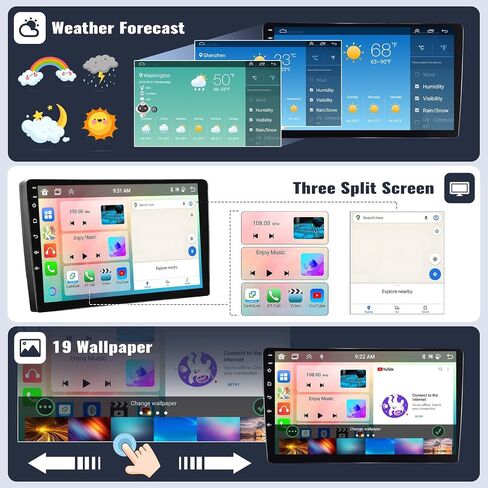SIXWIN Android 13 4G+64G Car Stereo for Honda Spirior 2009-2013/Honda Accord 2008-2012/Acura TSX 2008-2012 9 Inch with CarPlay Android Auto Bluetooth Weather Forecast 59UI GPS WiFi Network Radio 32EQ in Saudi Arabia