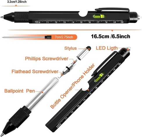 9 in 1 Multitool Pen, Stocking Stuffers Gifts Unique Christmas Birthday Multi Tool Pen for Men Dad Husband Who Have Everything, Cool Gadgets Pocket Multi Tool (Yellow) in Saudi Arabia