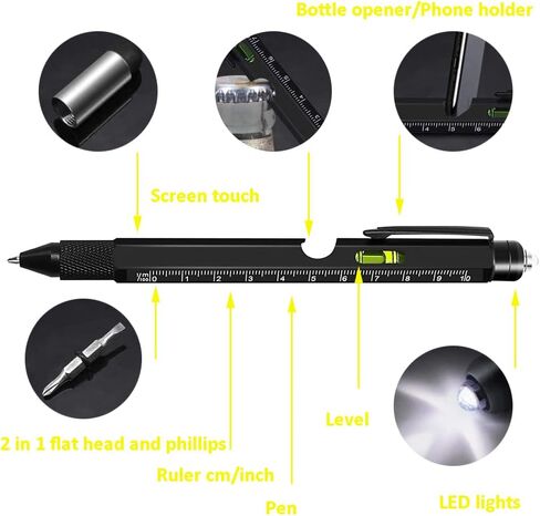 9 in 1 Multitool Pen, Stocking Stuffers Gifts Unique Christmas Birthday Multi Tool Pen for Men Dad Husband Who Have Everything, Cool Gadgets Pocket Multi Tool (Yellow) in Saudi Arabia