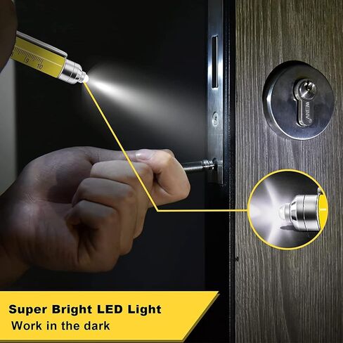 9 in 1 Multitool Pen, Stocking Stuffers Gifts Unique Christmas Birthday Multi Tool Pen for Men Dad Husband Who Have Everything, Cool Gadgets Pocket Multi Tool (Yellow) in Saudi Arabia