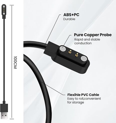 E ECSEM Charger Compatible with Kuizil T70 Smart Watch, 3.3FT Replacement Charging Cable Magnetic Charger for Kuizil T70 Smart Watch in Saudi Arabia