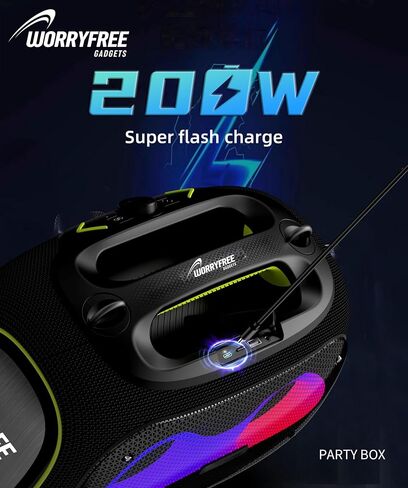 Portable Bluetooth Speaker with 2 Microphones & Tripod, 120W Output, Upto10H Playtime, On-The-Go Party Box Karaoke with Built-in RGB Lights Strong Vibration IPX6 Splashproof (Black) in Saudi Arabia