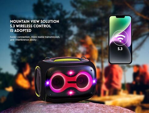 Portable Bluetooth Speaker with 2 Microphones & Tripod, 120W Output, Upto10H Playtime, On-The-Go Party Box Karaoke with Built-in RGB Lights Strong Vibration IPX6 Splashproof (Black) in Saudi Arabia