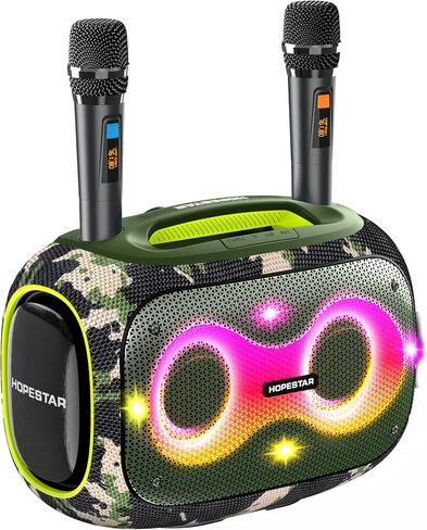 Portable Bluetooth Speaker with 2 Microphones & Tripod, 120W Output, Upto10H Playtime, On-The-Go Party Box Karaoke with Built-in RGB Lights Strong Vibration IPX6 Splashproof (Black) in Saudi Arabia