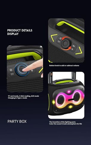 Portable Bluetooth Speaker with 2 Microphones & Tripod, 120W Output, Upto10H Playtime, On-The-Go Party Box Karaoke with Built-in RGB Lights Strong Vibration IPX6 Splashproof (Black) in Saudi Arabia