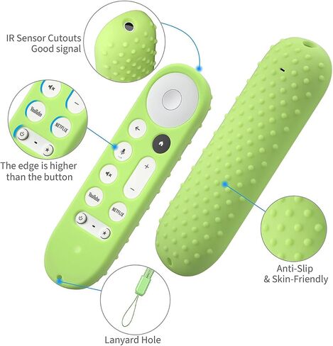 Silicone Cover Case for Google TV Streamer 4K Google TV (4K) Voice Remote 2024 Remote Cover Anti-Slipping Silicone Case (Glow Green) in Saudi Arabia