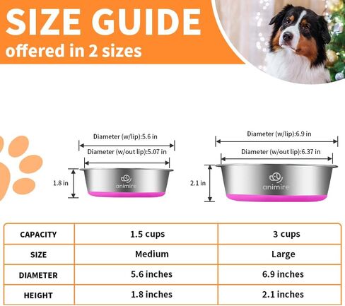 وعاء معدني للكلاب 2 في 1 مع ملحق تغذية بطيء، أوعية للكلاب من الفولاذ المقاوم للصدأ درجة الغذاء 304، وعاء طعام مائي مع قاعدة سيليكون مضادة للانزلاق للكلاب الصغيرة والمتوسطة والكبيرة in Kuwait