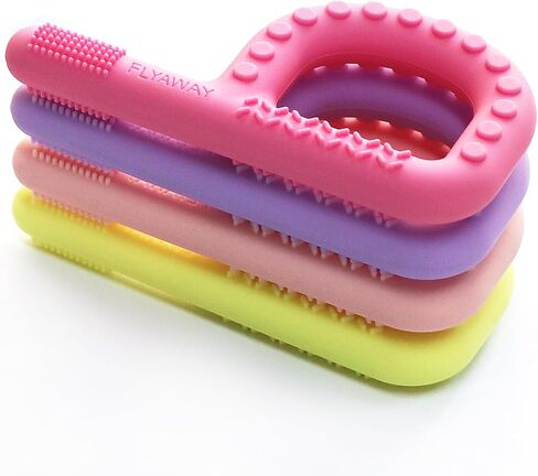 Sensory Chew Toys for Autistic Children 4 Pack, Silicone Sensory Toys for Toddlers 1-3 Chewy Necklaces for Kids Adults with Autism ADHD SPD, Q Shape Teething Toys for Baby Oral Motor Stimulation in Saudi Arabia