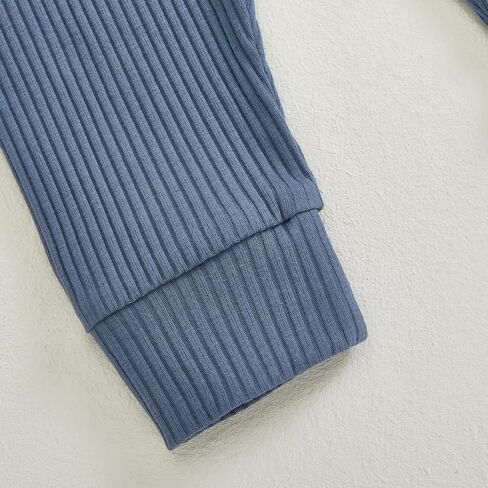 Newborn Baby Boy Clothes Ribbed Long Sleeve Striped Romper + Solid Color Long Pants Sets 2Pcs Fall Winter Outfits in Kuwait