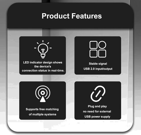 مفتاح مشاركة USB 2.0 لأجهزة كمبيوتر وأجهزة طرفية متعددة، مفتاح USB 2.0 KVM، يتضمن كابلي طابعة USB (1 متر) (مع كابلات طابعة LED + 2 USB) in Saudi Arabia