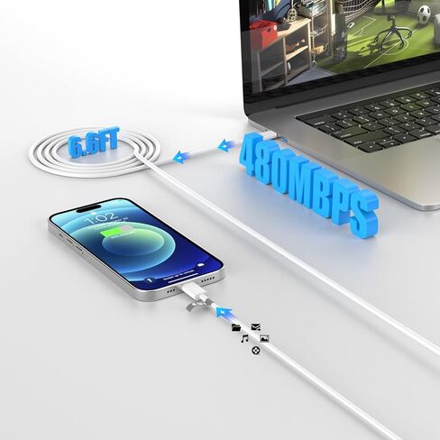 [معتمد من MFi] شاحن iPhone 14 13 سريع، محول طاقة مدمج بمنفذ USB-C مزدوج بقدرة 40 واط، شاحن حائط سريع قابل للطي مع 2 حزمة بطول 6.6FT USB-C إلى سلك شحن Lightning لهاتف iPhone 13/12/11Pro/XR/X/8 in Kuwait