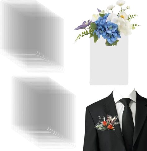 CANIPHA 20Pcs Pocket Boutonniere Plastic Sleeve, Pocket Boutonniere Holder, Clear Sleeves Boutonniere Pocket Holder No Lapel Pin Required, Flower Holders for Groom Groomsmen Ceremony (NO Flowers) in Saudi Arabia