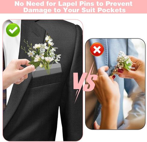 CANIPHA 20Pcs Pocket Boutonniere Plastic Sleeve, Pocket Boutonniere Holder, Clear Sleeves Boutonniere Pocket Holder No Lapel Pin Required, Flower Holders for Groom Groomsmen Ceremony (NO Flowers) in Saudi Arabia
