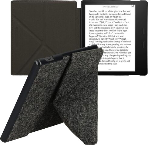 حافظة kwmobile Origami متوافقة مع Amazon Kindle Oasis 10. Generation - غطاء اللباد - رمادي داكن in Saudi Arabia
