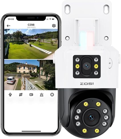 كاميرا ZOSI C298 Pro 4K 8MP الإضافية بعدسة مزدوجة (2x4 ميجابكسل) في الهواء الطلق، كاميرا IP PoE بزاوية 360 درجة، اكتشاف المركبات البشرية AI، المسار التلقائي، رؤية ليلية ملونة، تخزين بطاقة SD، تعمل فقط مع NVR الخاص بنا in Saudi Arabia